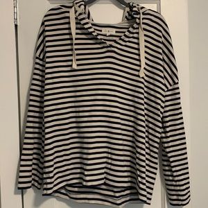 Lou & Grey Navy striped sweatshirt with Hood. Size small